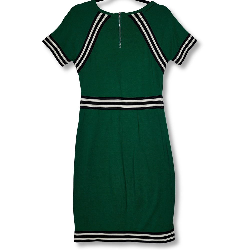 The Limited Sweater Dress Women S Green Striped Knit Bodycon Short Sleeve Casual - Picture 3 of 13